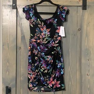 Guess NWT Black Dress with Colorful Flowers